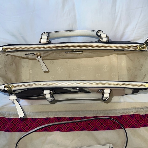 Tory Burch Robinson Fret-Patchwork Tote, Ivory Multi - Picture 3 of 4